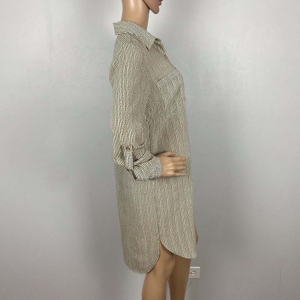 NEW MICHAEL MICHAEL KORS BEIGE STRIPED SHIRT DRESS - Picture 4 of 5